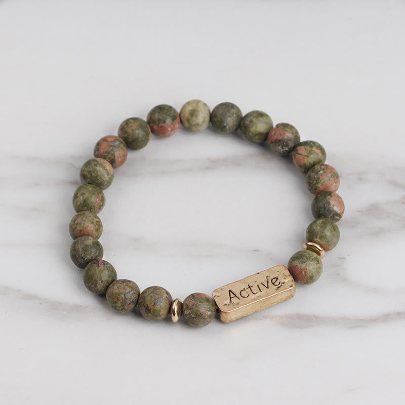 Olivenorma Natural Gemstone Active Faith Engraving Bracelet