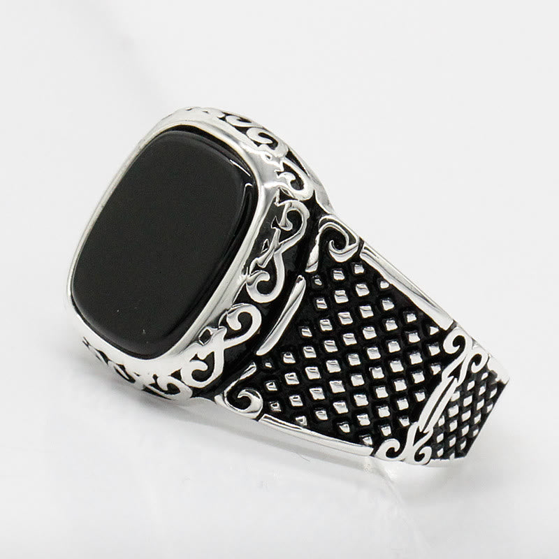 Olivenorma Black Onyx Men Silver Cool Gift Ring