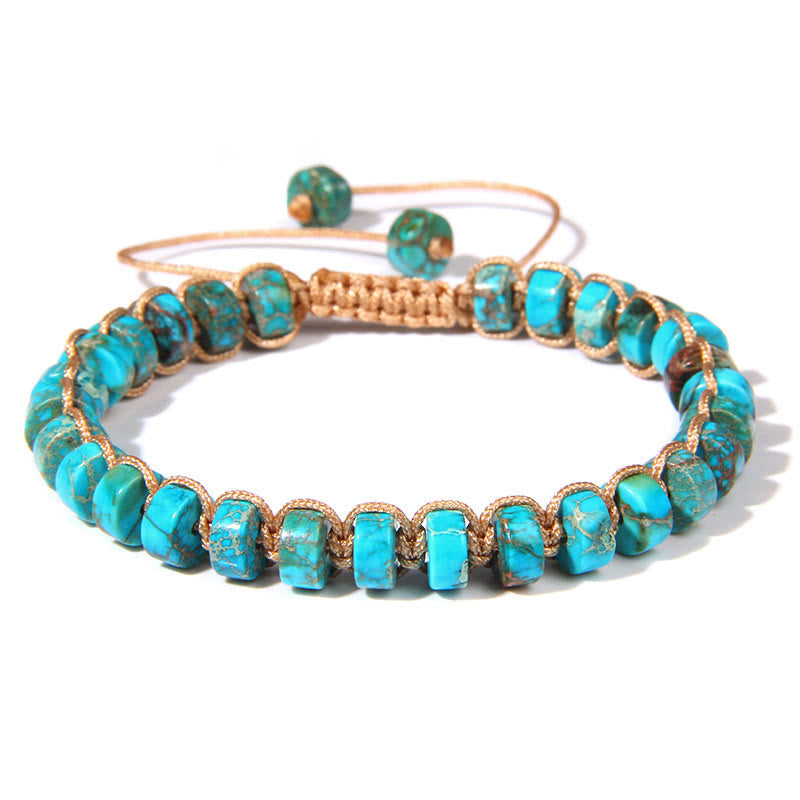 Olivenorma Natural Stone Wheel Bead Woven Bracelet