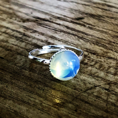 Olivenorma Opal Moonstone Simple Half Circle Adjustable Ring