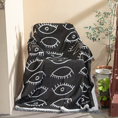 Olivenorma Tarot Magic Black Evil Eye Tapestry Blanket