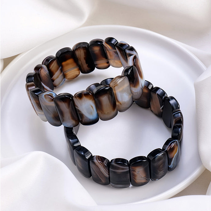 Olivenorma Natural Sardonyx Rectangular Beads Bracelet