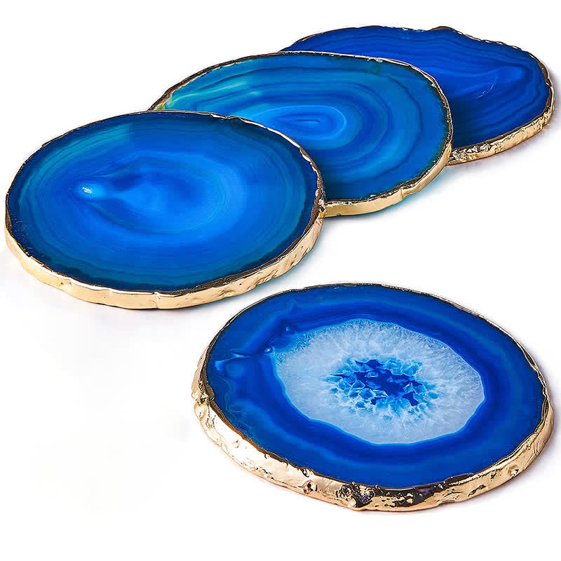 Olivenorma Blue Agate Coaster Gemstone Decoration