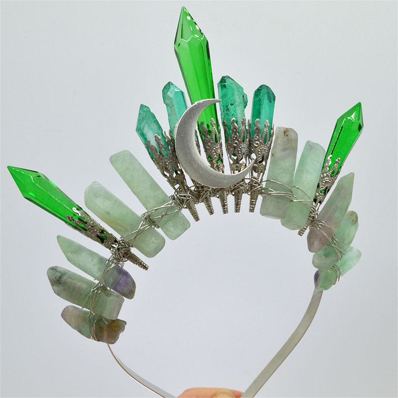Olivenorma Handmade Moon Natural Crystal Crown - Amazonite - image 9