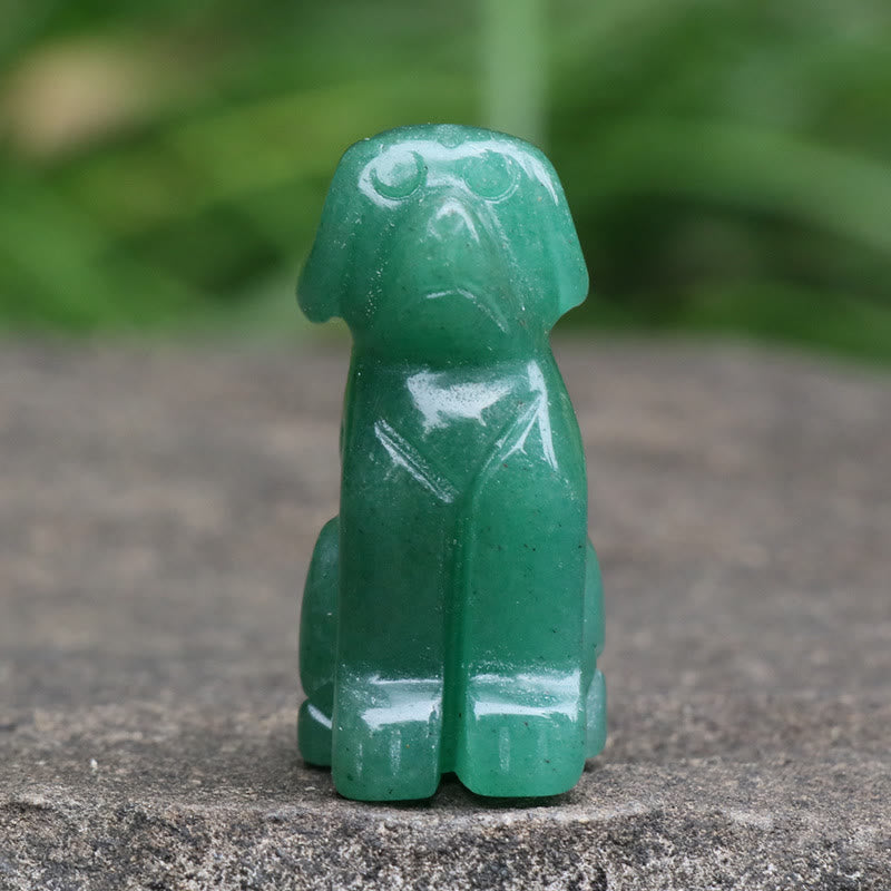 Olivenorma Green Aventurine Dog Stone Carving Gemstone Decoration