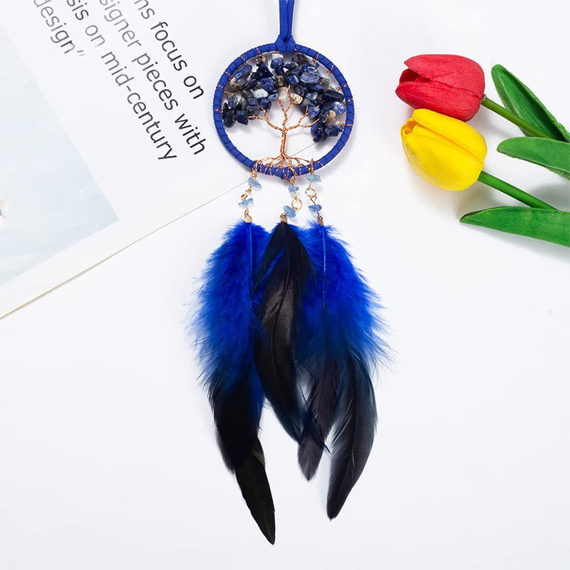 Olivenorma Crystal Tree of Life Feather Dreamcatcher Car Ornament