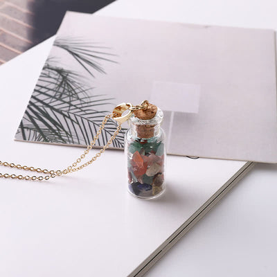 Olivenorma Natural Crystal Wishing Bottle Necklace