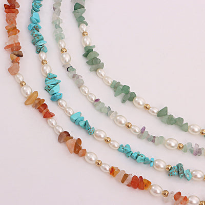 Olivenorma Bohemian Pearl Natural Irregular Stone Necklace