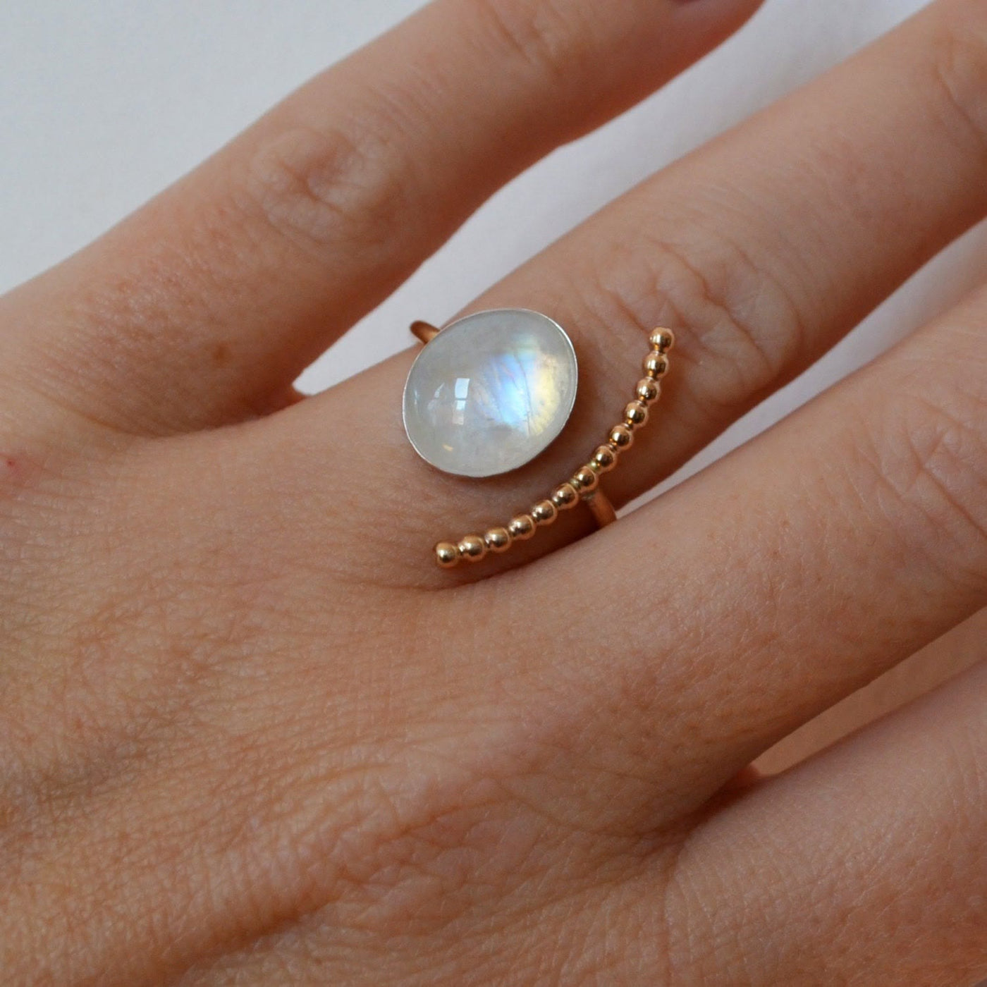 Olivenorma Natural Moonstone Oval Stone Adjustable Ring