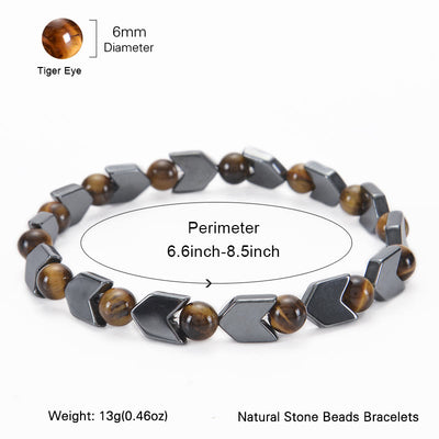 Olivenorma Arrow Hematite Tiger Eye Beaded Men Bracelet