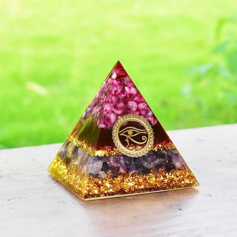 (Clearance 30% OFF / CODE: OFF30) - Olivenorma Pink Crystal Amethyst Eye Of Horus Orgone Pyramid