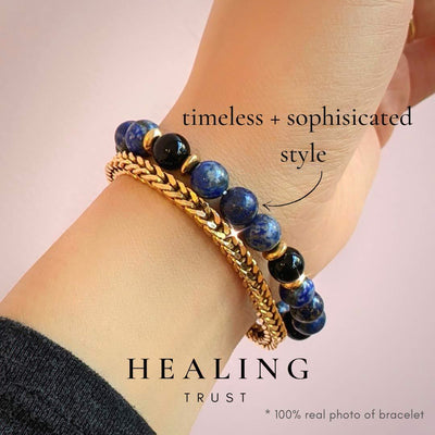 Olivenorma "Healing Trust" Lapis Lazuli Black Onyx Bracelet