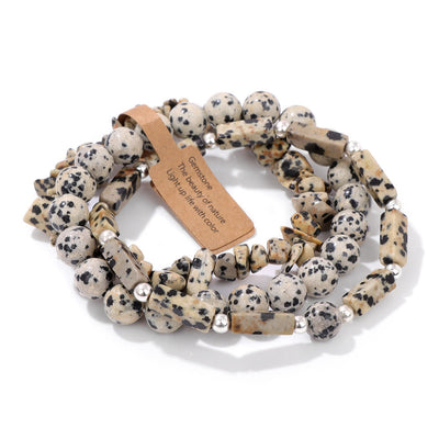 Olivenorma Natural Stone Irregular Three Layer Bracelet Set