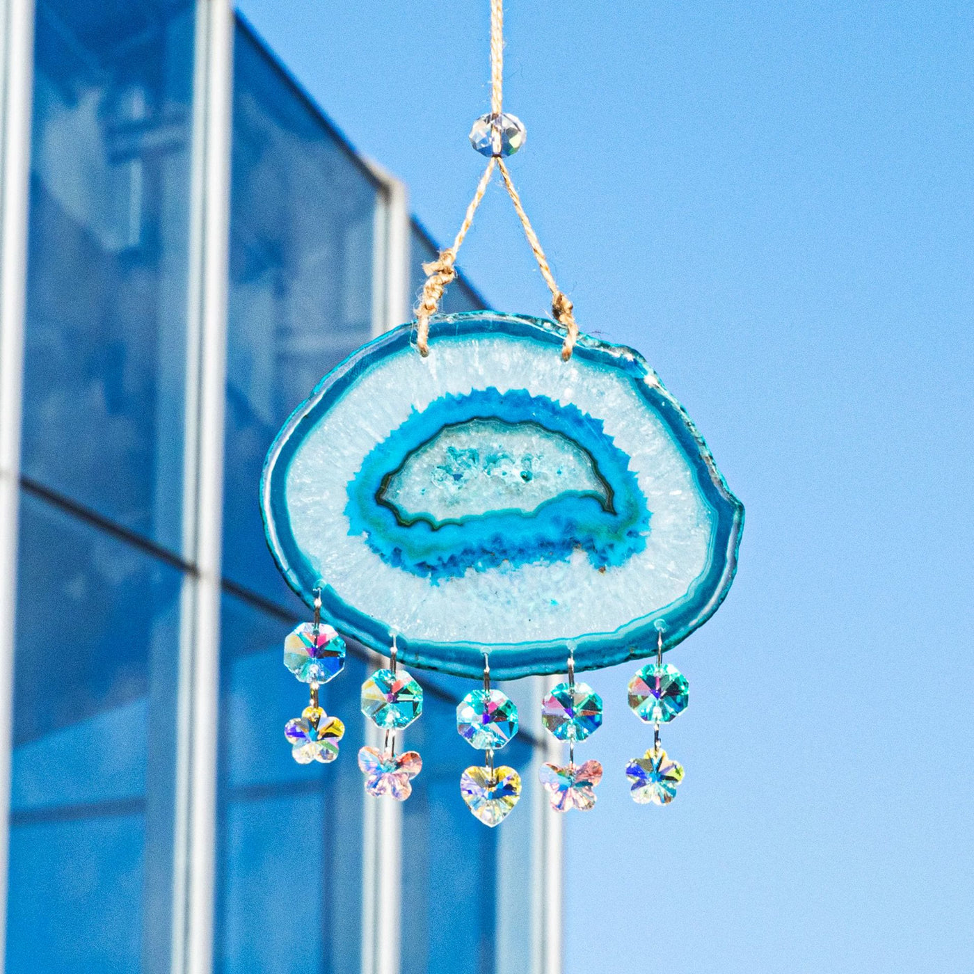 Olivenorma Blue Agate Hanging Suncatcher Ornament Wind Chime