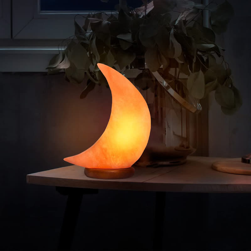 Olivenorma Crescent Moon Shape Himalayan Pink Salt Lamp