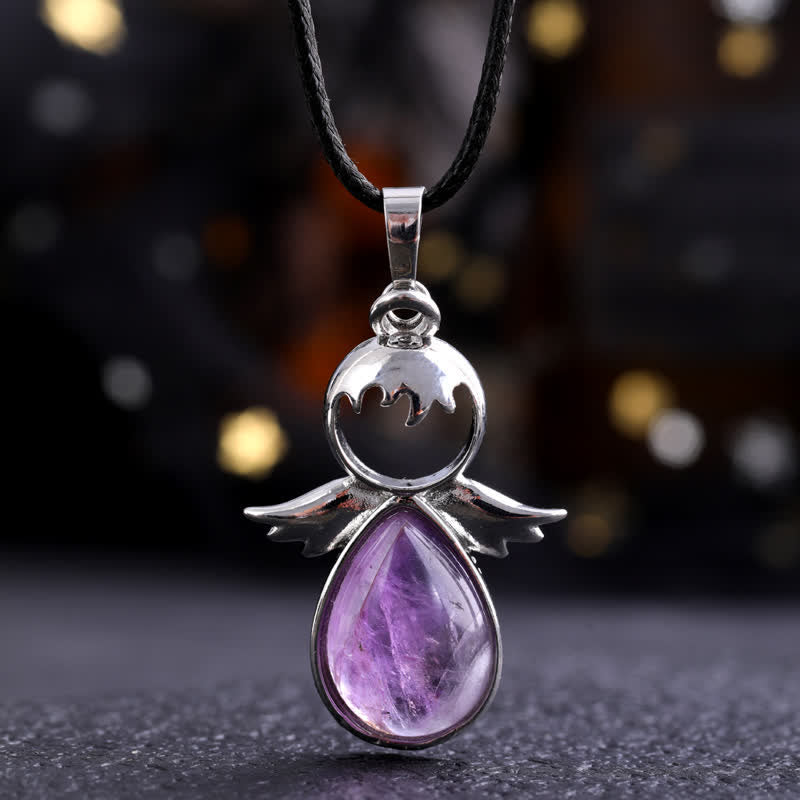 Olivenorma Angel Wing Crystal Drop Pendant Necklace