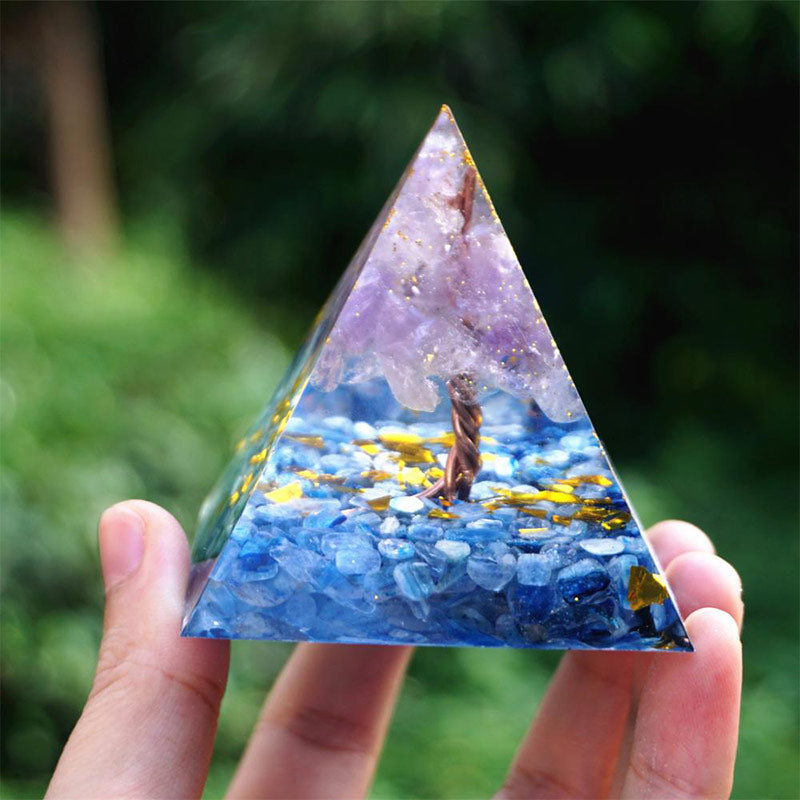 Olivenorma Amethyst Kyanite Tree Of Life Orgone Pyramid