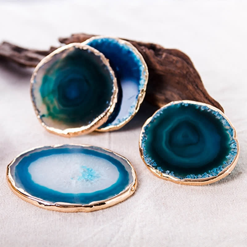 Olivenorma Blue Agate Coaster Gemstone Decoration