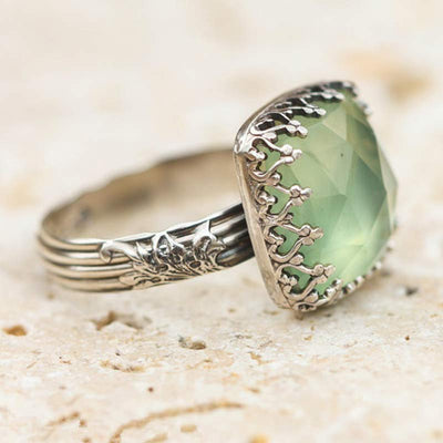 Olivenorma The Goddess Energy Green Moonstone Ring