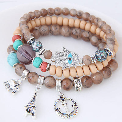 Olivenorma Elephant Tower Evil Eye Hamsa Bracelet Set