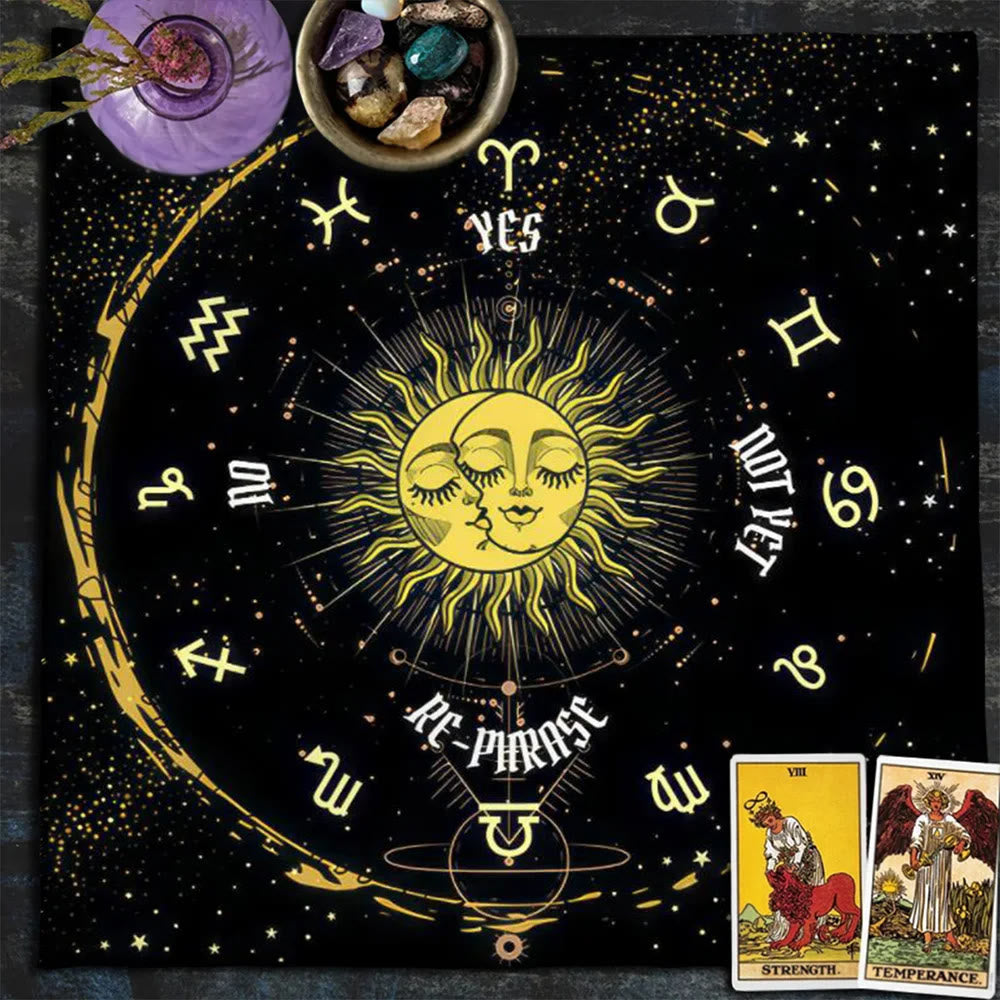 Olivenorma Starry Sun And Moon Zodiac Tarot Tablecloth