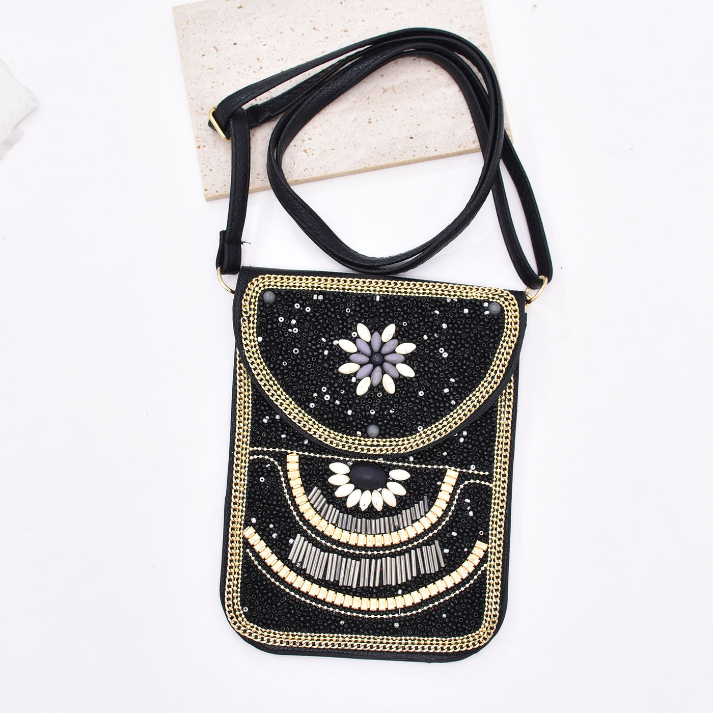 Olivenorma Ethnic Style Beaded Crossbody Mobile Phone Bag