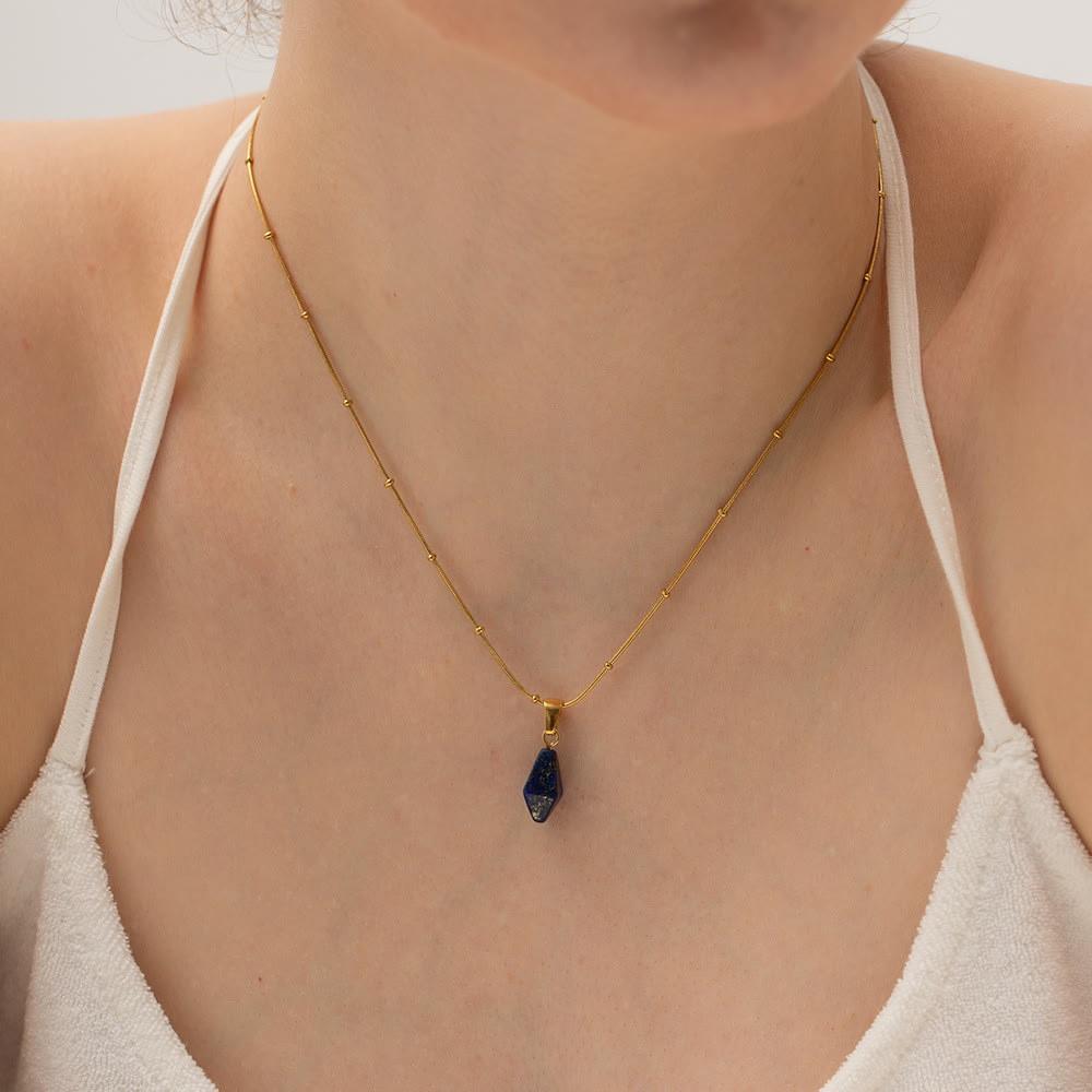 Olivenorma Rose Quartz Lapis Lazuli Turquoise Diamond Pendant Necklace