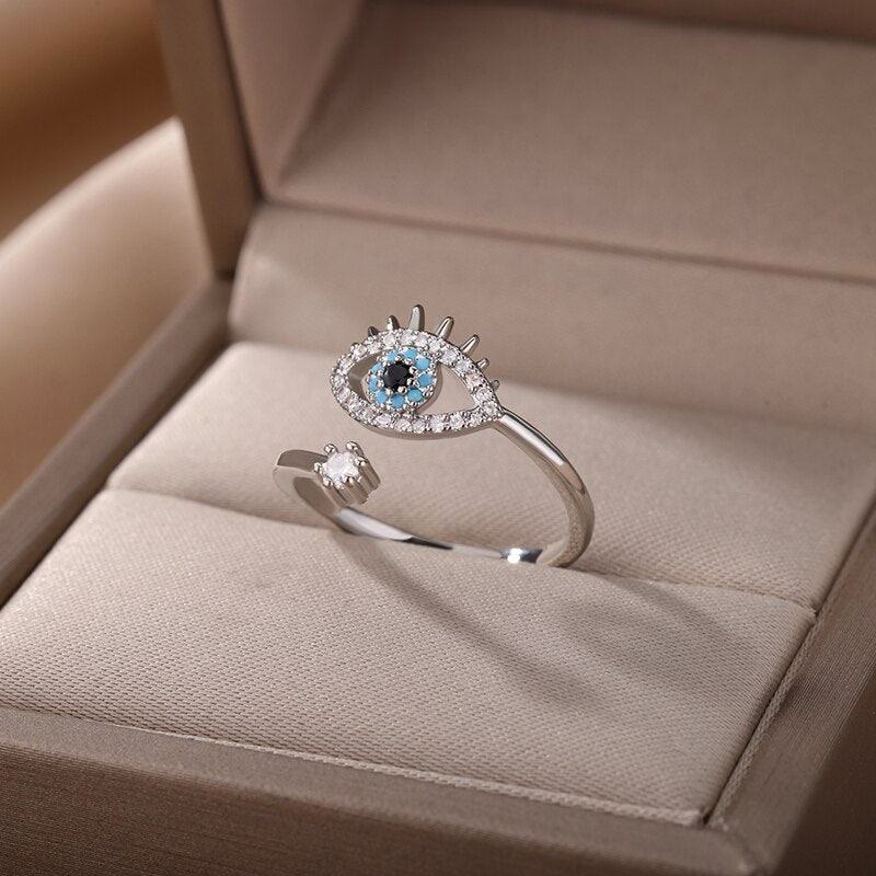 Olivenorma Evil Eye Diamond Adjustable Ring