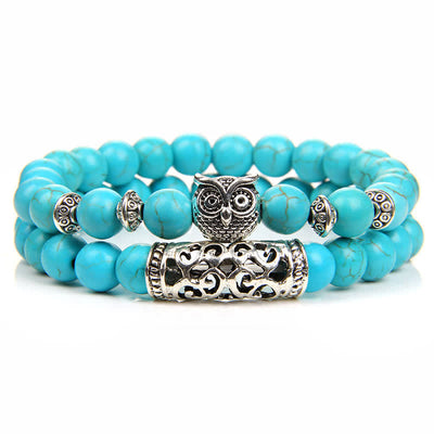 Olivenorma Owl Natural Crystal Beads Bracelet