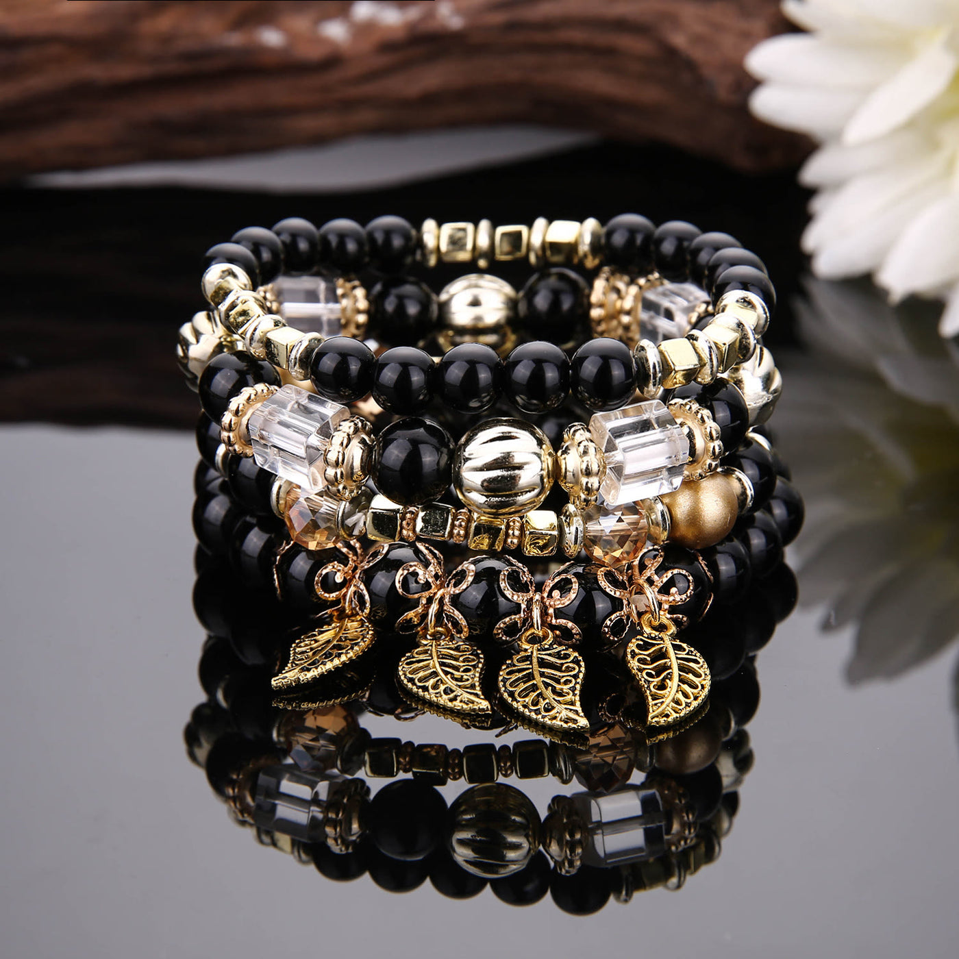 Olivenorma Bohemian Leaf Pendant Accessories Multilayer Bracelet Set