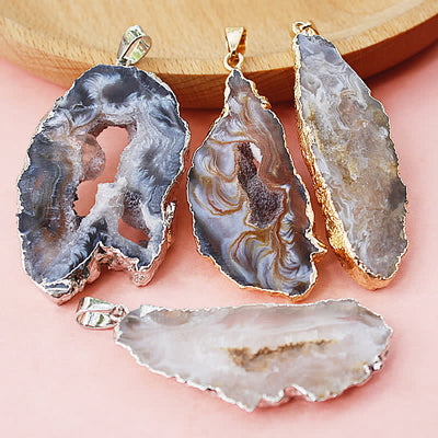 Olivenorma Natural Agate Geode Necklace