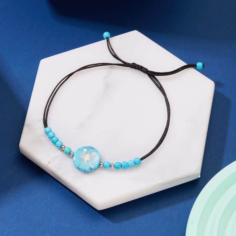 Olivenorma 12 Constellations Zodiac Pattern Turquoise Braided Bracelet