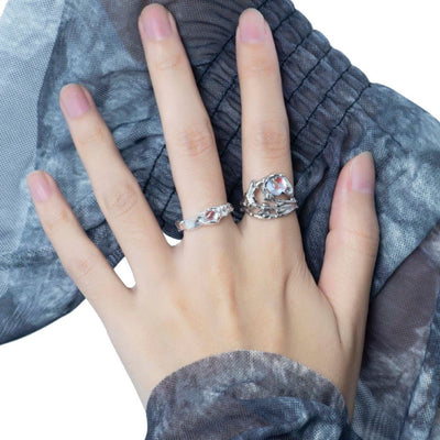 Olivenorma Irregular Branch Pattern Moonstone Ring