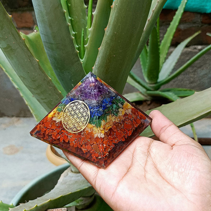 Olivenorma Chakra Flower Of Life Symbol Orgone Pyramid