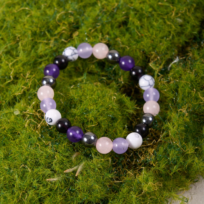 Olivenorma Rose Quartz Amethyst Obsidian Hematite Beads Bracelet