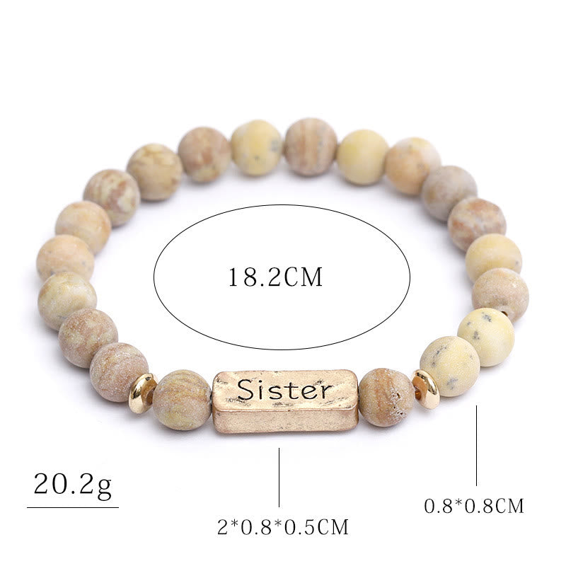 Olivenorma Natural Gemstone Sister Engraving Bracelet