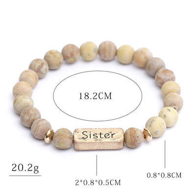 Olivenorma Natural Gemstone Sister Engraving Bracelet