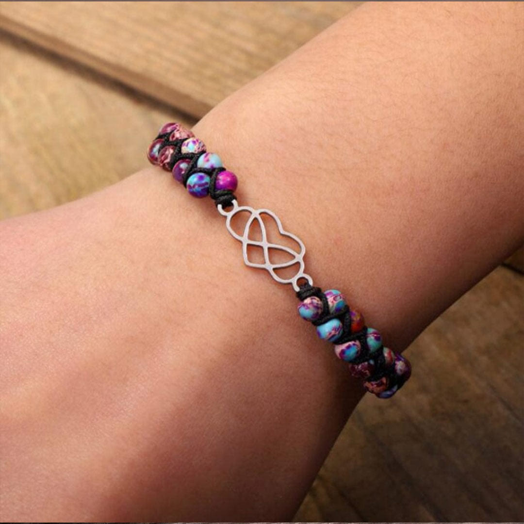 Olivenorma Bohemia Handwoven Purple Emperor Stone Hollow Heart Bracelet