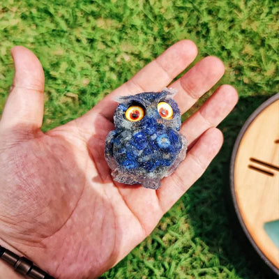 Olivenorma Natural Crystal Gemstone Owl