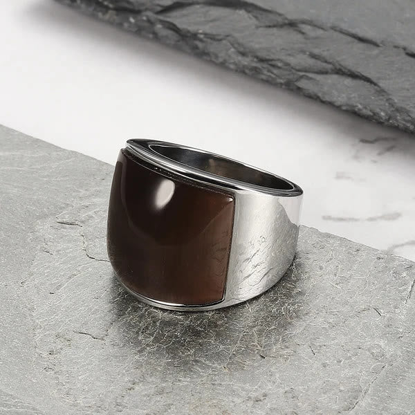 Olivenorma Natural Gemstone Titanium Steel Ring