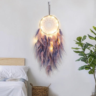 Olivenorma LED Light Up Handmade Feather Dream Catcher