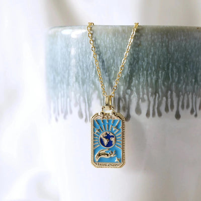 Olivenorma Retro Tarot Card Element Oil Drop Necklace