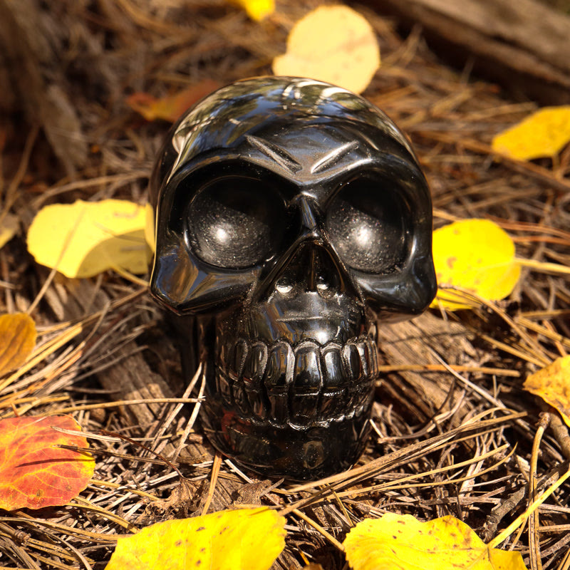 Olivenorma Obsidian Crystal Skull Decoration