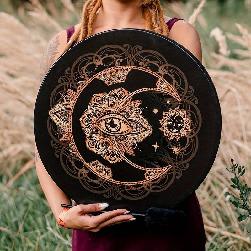 Olivenorma Moon Sun Evil Eye Print Shaman Drum