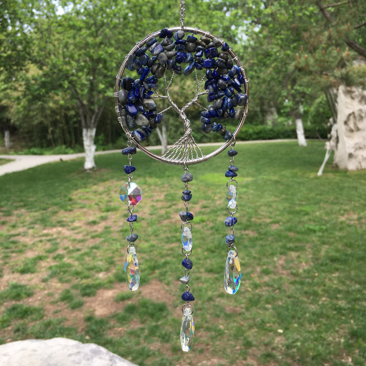 Olivenorma Winding Natural Crystal Gravel Tree Of Life Wind Chime