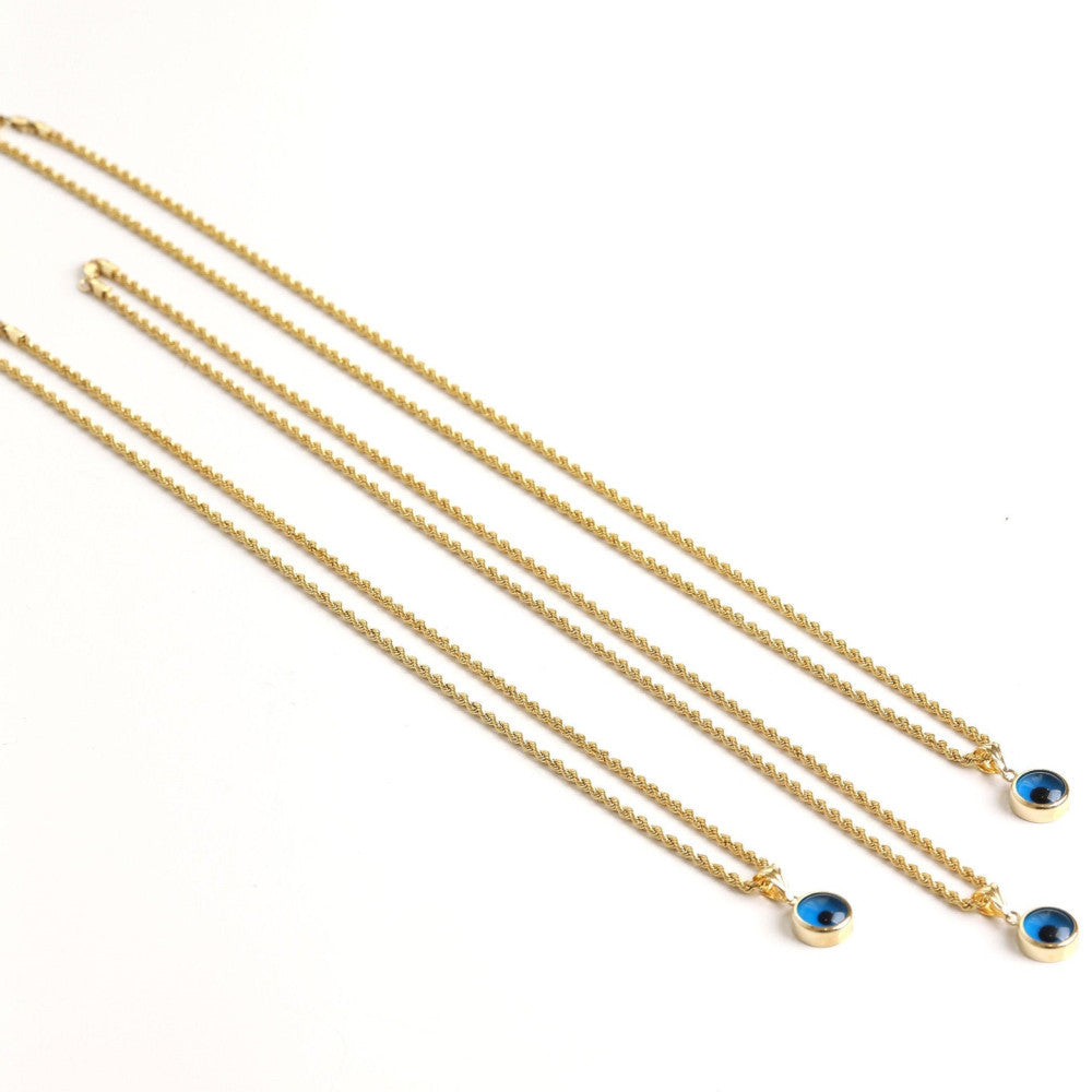 Olivenorma Blue Evil Eye Pendant Twist Chain Necklace