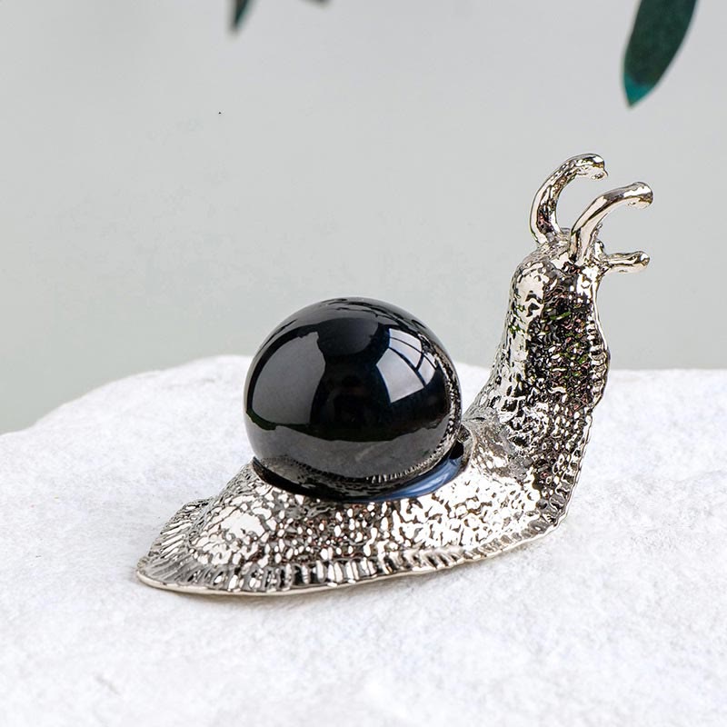 Olivenorma Natural Crystal Ball Holder Small Snail Gemstone Decoration