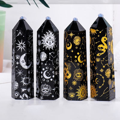 Olivenorma Obsidian Crystal Tower Hexagonal Crystal Wands