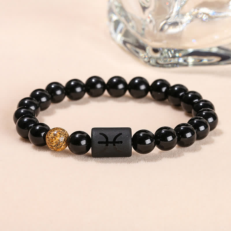 Olivenorma 8mm Natural Obsidian Beads Zodiac Bracelet