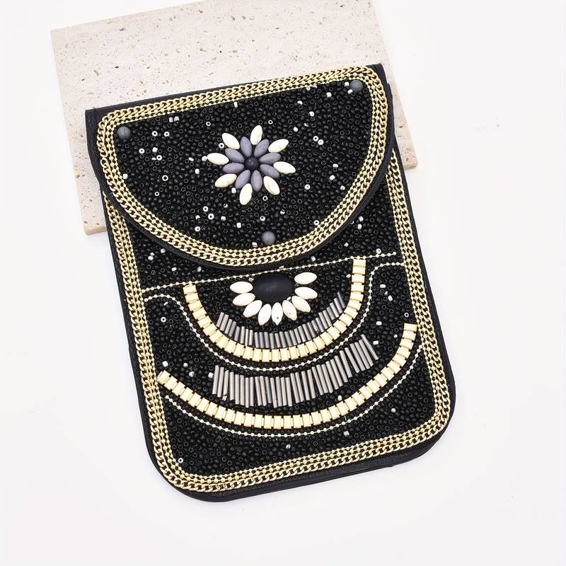 Olivenorma Ethnic Style Beaded Crossbody Mobile Phone Bag